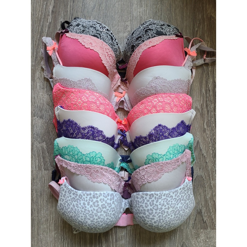 Y2K Victoria's‎ Secret 32D Push Up Lot McBling Bimbocore Studded Lacy Leopard